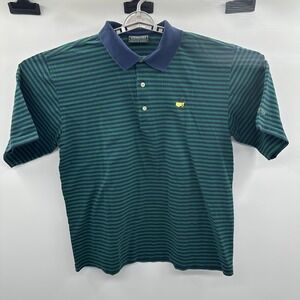 Masters Collection Green Striped Polo‎ Shirt Short Sleeved Cotton Men's Large L